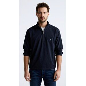 Nautica Mens Classic-Fit Quarter Zip Fleece Sweatshirt X-Small Black!